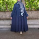 Organik Müslin Oversize (Bol) Büzgülü Elbise Lacivert - Görsel 12