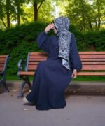 Organik Müslin Oversize (Bol) Büzgülü Elbise Lacivert - Görsel 2