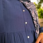 Organik Müslin Oversize (Bol) Büzgülü Elbise Lacivert - Görsel 5